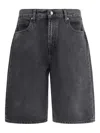 7 For All Mankind Five-pocket Belt-loops Shorts In Gray