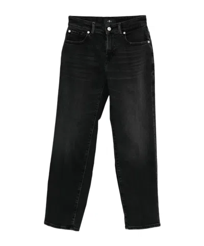 7 For All Mankind Calie Straight Ankle Bottom Clothing In Black