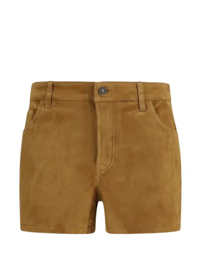 7 For All Mankind Five-pocket Leather Shorts In Brown