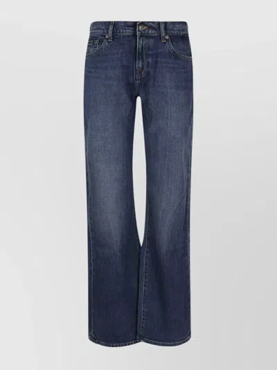 7 For All Mankind Flare Trousers Contrast Stitching In Blue