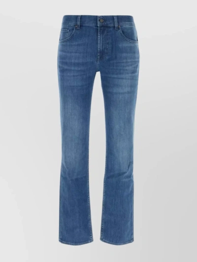 7 For All Mankind Flared Denim Pants With Back Pockets In Blue