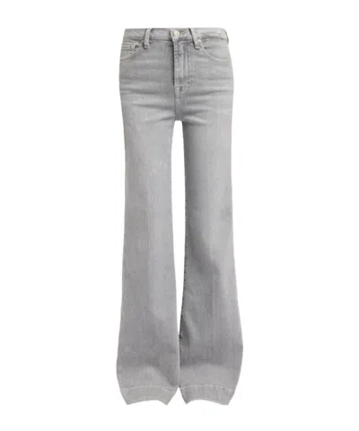 7 For All Mankind High Waist Straight Leg Denim Trousers In Gray