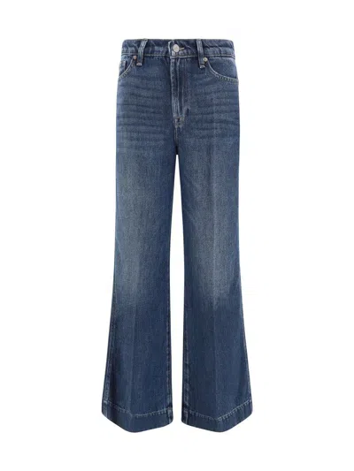 7 For All Mankind Flared Leg Denim Jeans In Blue