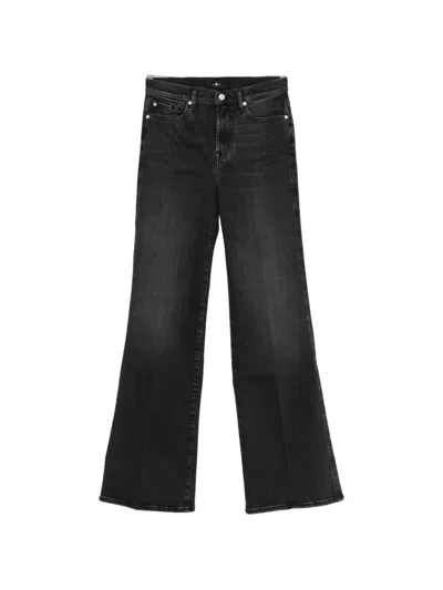 7 For All Mankind Flared Trousers In Black