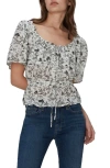 7 For All Mankind Floral Cotton Peasant Top In Toile Green