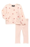 7 For All Mankind Floral Diamond Quilted Sweatshirt & Leggings Set In Pink
