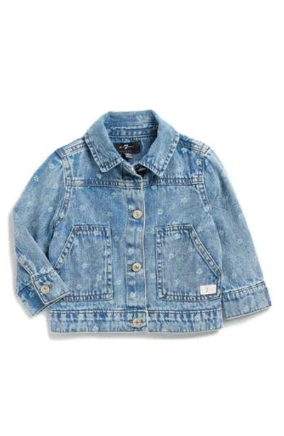 7 For All Mankind Babies'  Floral Print Denim Jacket In Blue