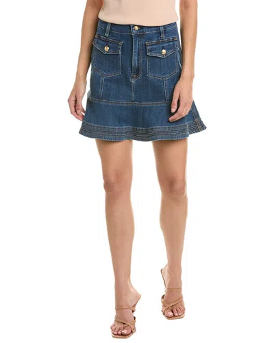 7 For All Mankind Flounce Skirt In Blue
