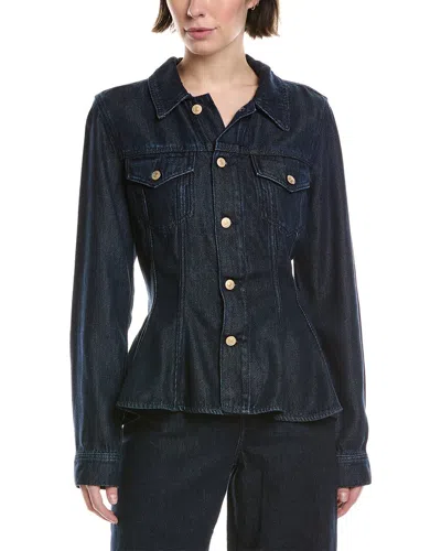 7 For All Mankind Flounce Trucker Jacket In Black