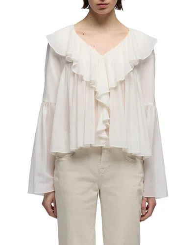 7 For All Mankind Flowy Long Sleeve Blouse In Neutral