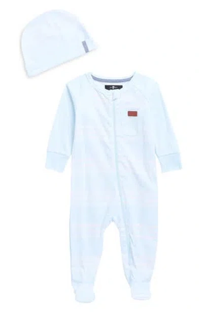 7 For All Mankind Babies'  Footie & Cap Set In Blue