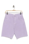 7 For All Mankind Frayed Denim Bermuda Shorts In Purple