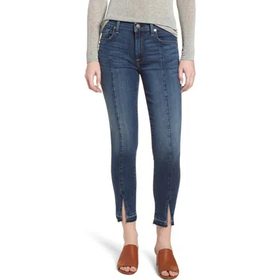 7 For All Mankind ® Front Seam Slit Released Hem Ankle Skinny Jeans In Blue