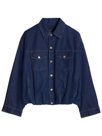 7 For All Mankind Gathered Denim Jacket Clothing In Blue