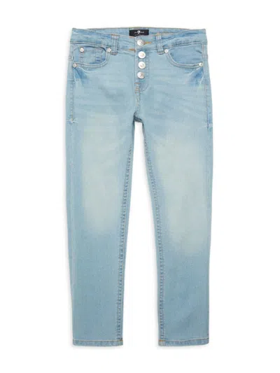 7 For All Mankind Kids' Girl's Faded Wash Jeans In Coco Prive