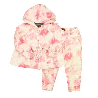 Pre-owned 7 For All Mankind Kids' Girls Pink Tie Dye Apparel Sets In Multi