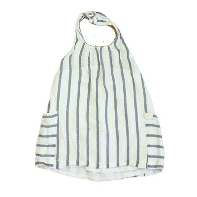 7 For All Mankind Kids'  Girls White Blue Stripe Dress In Green
