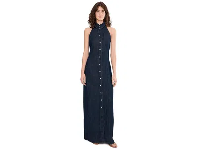 7 For All Mankind Halter Long Shirt Dress Blossom In Black