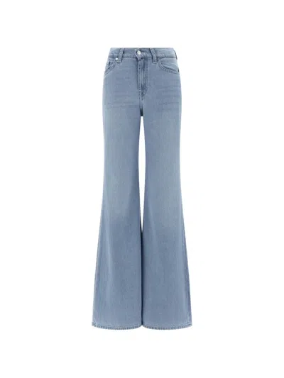 7 For All Mankind Retro Flare Denim Hana Trousers In Blue
