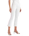 7 For All Mankind High Rise Flare Crop Pink Piping Jeans In White In White