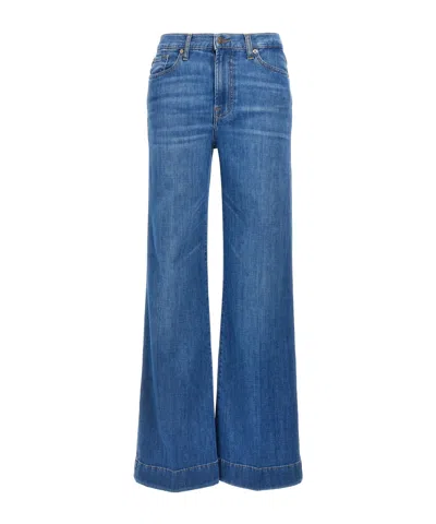 7 For All Mankind High-rise Flared Jeans Pants In Blue