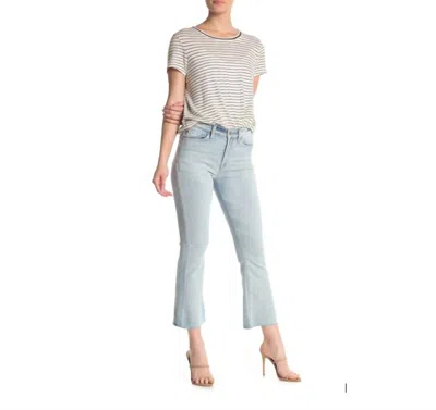 7 For All Mankind High Rise Light Wash Kick Flare Raw Hem Jeans In Blue