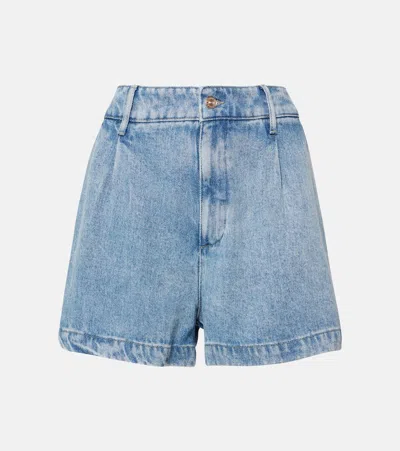 7 For All Mankind Pleated Denim Shorts In Abyss