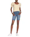 7 For All Mankind High Rise Raw Hem Bermuda Denim Shorts In Blue