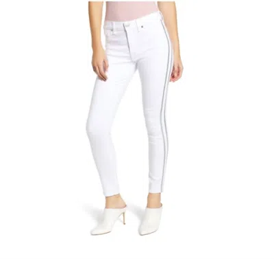 7 For All Mankind High Rise Skinny Glitter Side Stripe Jean In White