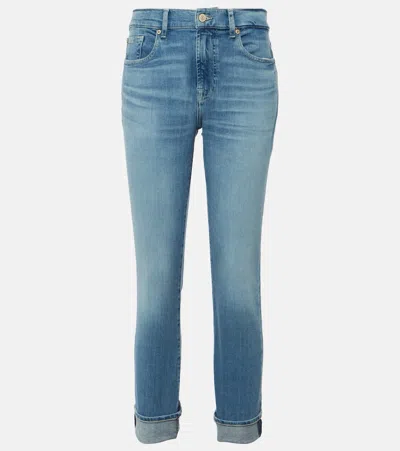 7 For All Mankind High-rise Slim Jeans In Blue