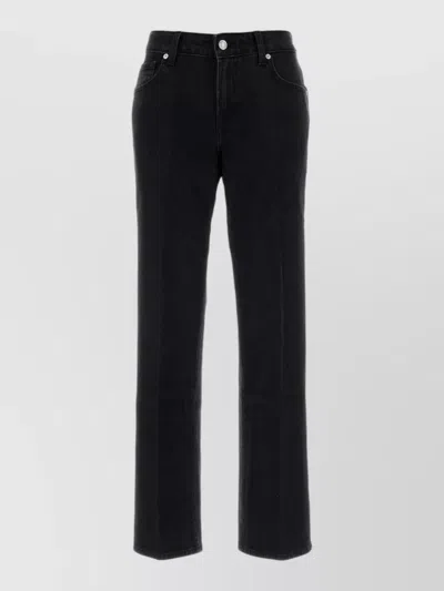 7 For All Mankind High Rise Stretch Denim Regular Jeans In Black