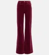 7 For All Mankind High-rise Velvet Flared Pants In Red