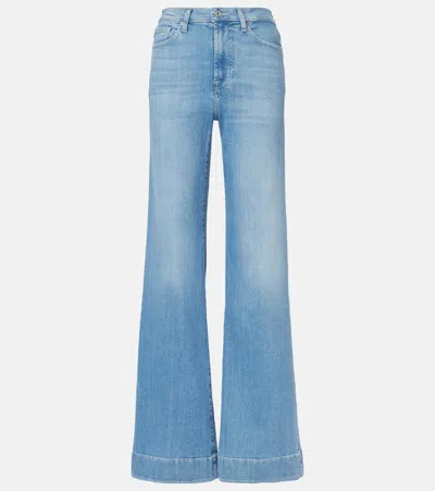 7 For All Mankind High-rise Wide-leg Jeans In Lightblue