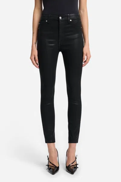7 For All Mankind High Waist Ankle Skinny Jean In Coated Black