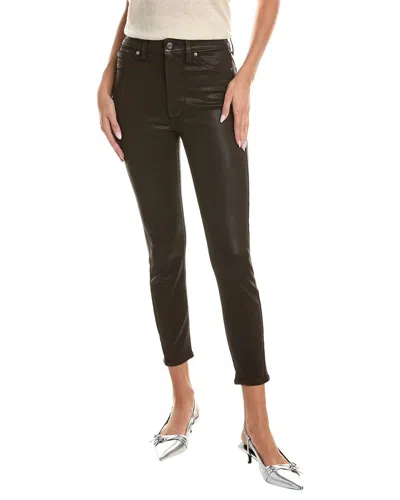 7 For All Mankind High-waist Chocolate Coated Ankle Skinny Jean In Black