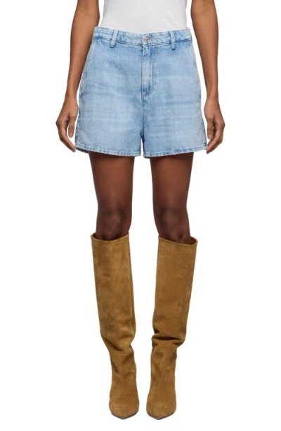 7 For All Mankind Linen-blend Shorts In Blue