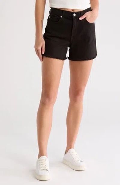 7 For All Mankind High Waist Cutoff Denim Shorts In Black