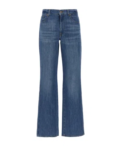 7 For All Mankind High Waist Denim Trousers In Blue