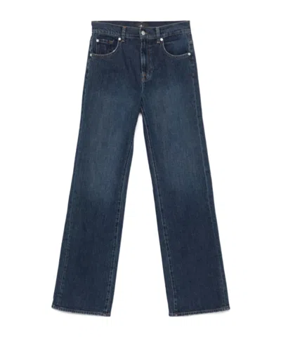 7 For All Mankind High Waist Denim Trousers In Blue