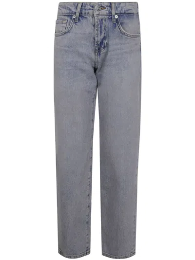 7 For All Mankind Calie Straight Sahara Denim Trousers In Blue