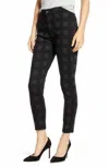 7 For All Mankind High Waist Laser Ankle Skinny Jeans In Black Check In Multi