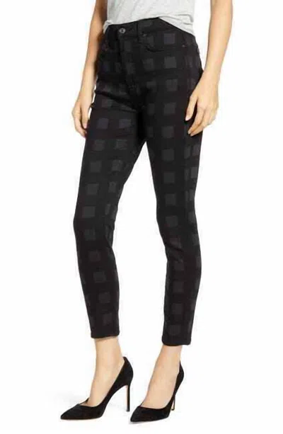 7 For All Mankind High Waist Laser Ankle Skinny Jeans In Black Check In Multi