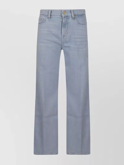 7 For All Mankind High Waist Relaxed Fit Trousers In Blue