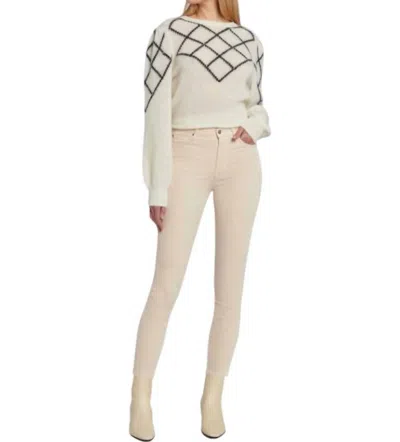 7 For All Mankind High Waist Skinny Ankle Jeans In Tapioca In Beige