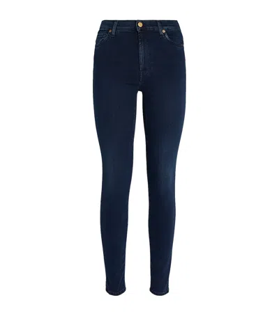 7 For All Mankind High Waist Skinny Slim Illusion Luxe Starlight In Navy