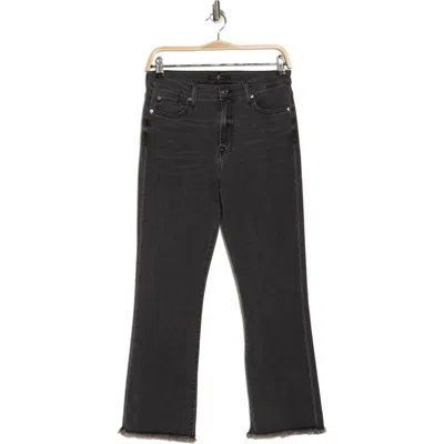7 For All Mankind High Waist Slim Fit Kick Jeans In Wash Black W/vintage Fray Hem