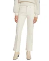 7 For All Mankind Faux Leather High Waist Slim Kick Pants In Cream In Beige