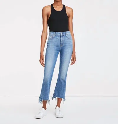 7 For All Mankind High Waist Slim Kick With Long Side Hem And Destroy Jeans In Sloane Vintage In Blue