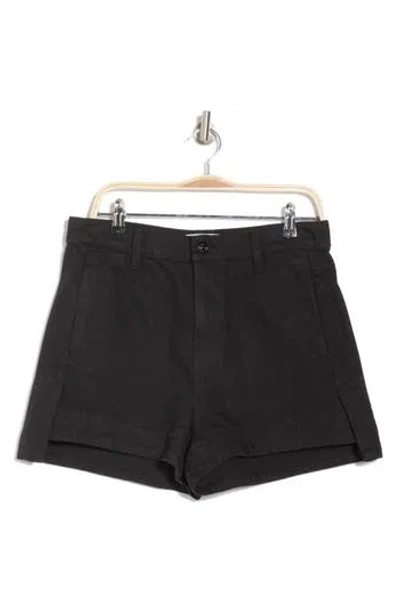 7 For All Mankind High Waist Step Hem Tailored Denim Shorts In Black