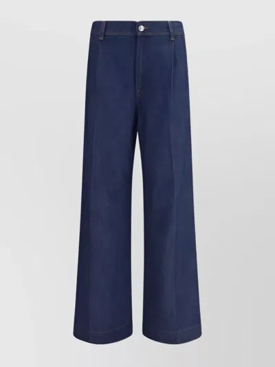 7 For All Mankind High Waist Wide Leg Trousers In Blue